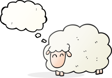 Bir insan tarafından çizilmiş serbest çizim balon karikatür koyunu.