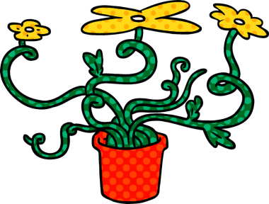 Bir insan tarafından çizilmiş bir çiçek bitkisinin el çizimi karikatürü