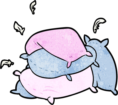 Bir insan tarafından çizilmiş yastık yığını.