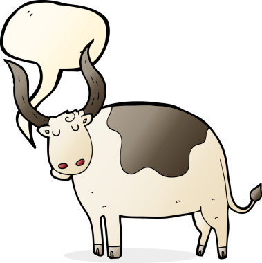 bir insan tarafından çizilmiş konuşma baloncuklu çizgi film öküzü