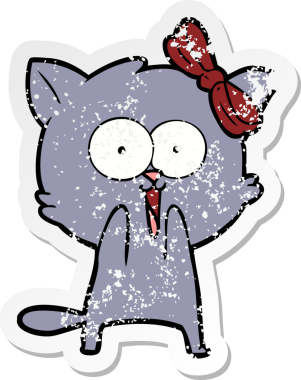 Bir insan tarafından çizilmiş karikatür bir kedinin sıkıntılı çıkartması.