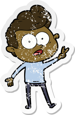 Bir insan tarafından çizilmiş, kederli bir çizgi film çıkartması.