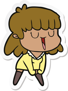 Bir insan tarafından çizilmiş bir karikatür kadının çıkartması.