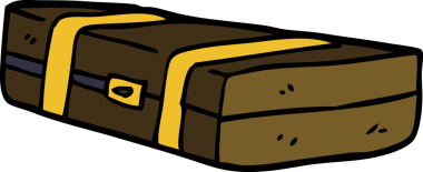 Bir insan tarafından çizilmiş karikatür kostümü kutusu.