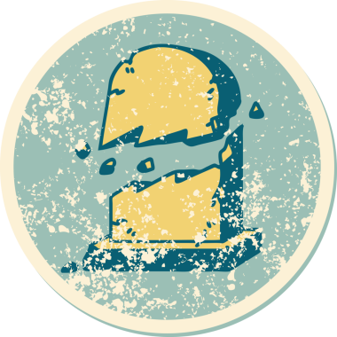 Bir insan tarafından çizilmiş kırık bir mezar taşının sembolik bir dövmesi var.