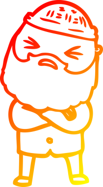 Bir insan tarafından çizilmiş sakallı bir çizgi film karakteri.