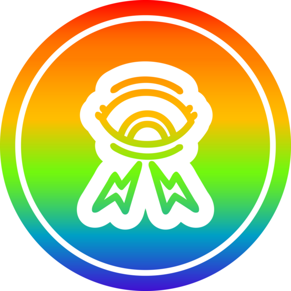 Gökkuşağı gradyan bir insan tarafından çizilmiş mistik göz dairesel simgesi