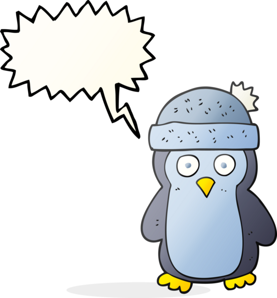 Bir insan tarafından çizilmiş serbest konuşma balonu karikatürü pengueni