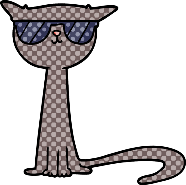 Bir insan tarafından çizilmiş havalı bir kedi çizgi filmi.