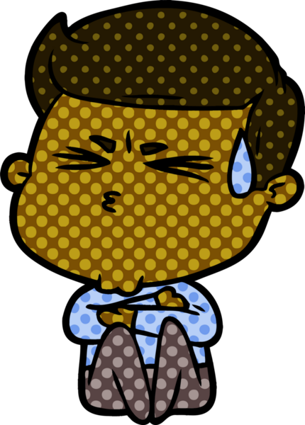 Bir insan tarafından çizilmiş terleyen çizgi film adamı.