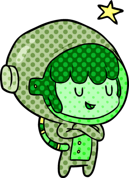 Bir insan tarafından çizilmiş uzay giysisi içindeki kadın astronot.