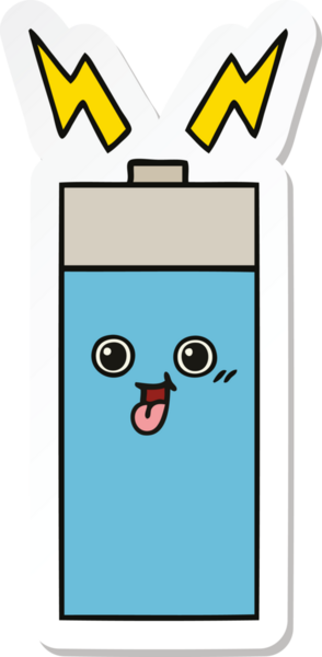 Bir insan tarafından çizilmiş şirin bir karikatür aküsünün çıkartması.