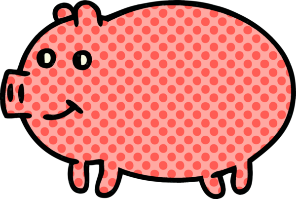 Bir insan tarafından çizilmiş bir domuzun çizgi filmi.