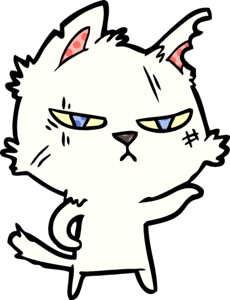 Bir insan tarafından çizilmiş sert çizgi film kedisi.