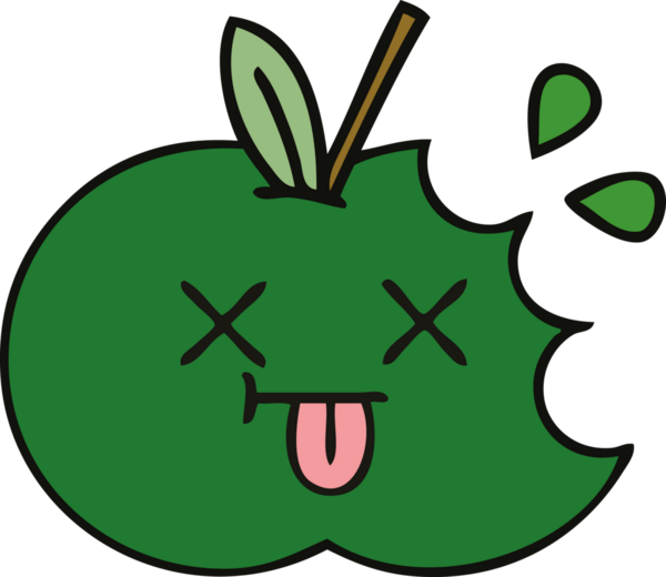 Bir insan tarafından çizilmiş tatlı bir elma karikatürü.