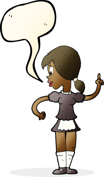 Çizgi film garsonu, bir insan tarafından çizilmiş konuşma balonuyla sipariş veriyor.