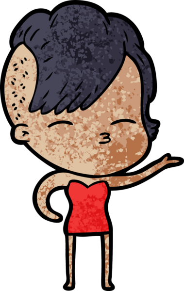 Bir insan tarafından çizilmiş şaşı çizgi film kızı.