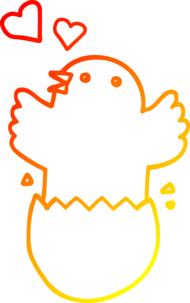 Bir insan tarafından çizilmiş bir yavru karikatürün sıcak gradyan çizimi