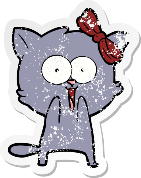 Bir insan tarafından çizilmiş karikatür bir kedinin sıkıntılı çıkartması.