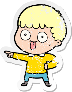 Bir insan tarafından çizilmiş karikatür adamın sıkıntılı çıkartması.