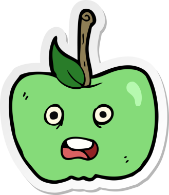 Bir insan tarafından çizilmiş çizgi film elmasının çıkartması.