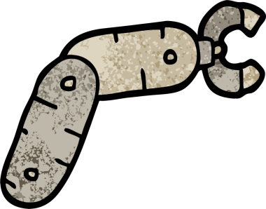 Bir insan tarafından çizilmiş grunge desenli çizim robot kolu.