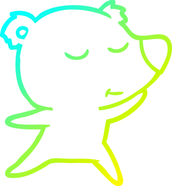 Bir insan tarafından çizilmiş mutlu bir kutup ayısının soğuk çizgi çizimi.