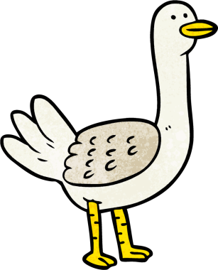 Bir insan tarafından çizilmiş çizgi film kuşu.