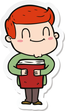 Bir insan tarafından çizilmiş, karikatür dostu bir adamın çıkartması.