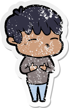 Bir insan tarafından çizilmiş sıkıntılı bir karikatür çıkartması.