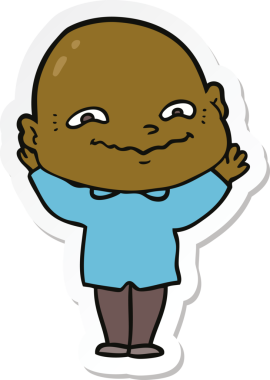 Bir insan tarafından çizilmiş garip bir adamın çıkartması.