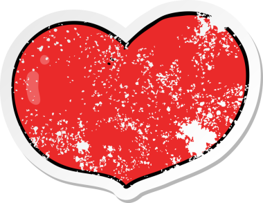 Bir insan tarafından çizilmiş karikatür bir aşk kalbinin hüzünlü çıkartması.