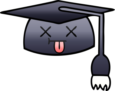 Bir insan tarafından çizilmiş mezuniyet şapkasının gölgeli çizgi filmi.