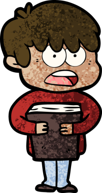 Bir insan tarafından çizilmiş endişeli çizgi film çocuğu.