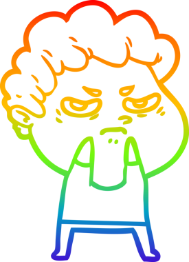 Bir insan tarafından çizilmiş kızgın bir adamın çizdiği gökkuşağı gradyanı çizimi