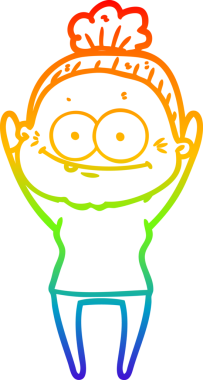 Gökkuşağı gradyan çizgi çizimi Bir insan tarafından çizilmiş mutlu yaşlı kadın