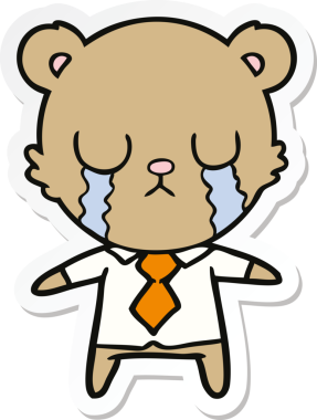 Bir insan tarafından çizilmiş ağlayan çizgi film ayısının çıkartması.