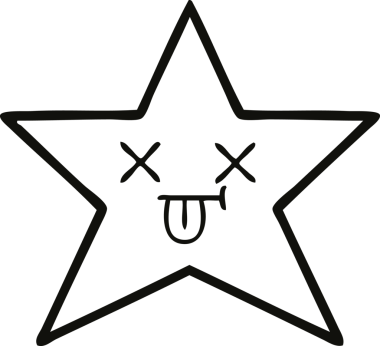 Bir insan tarafından çizilmiş yıldız balığının çizgi çizimi