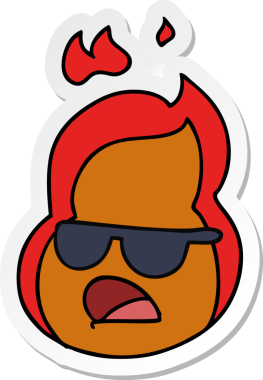 El çizimi karikatür kawaii alevleri bir insan tarafından çizilmiş.