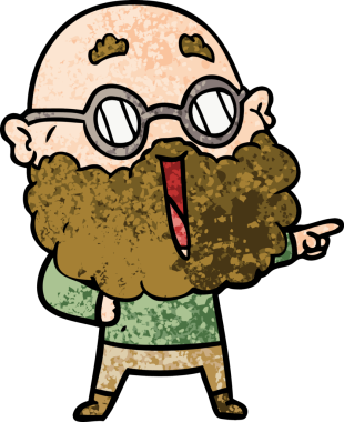 Bir insan tarafından çizilmiş sakallı neşeli bir adam.