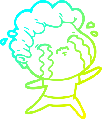 Bir insan tarafından çizilmiş ağlayan bir çizgi film karakteri çizimi.