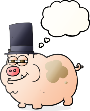 Serbest çizim düşünce balonu çizgi filmi zengin domuz bir insan tarafından çizildi