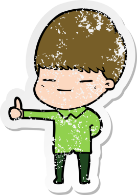 Bir insan tarafından çizilmiş kendini beğenmiş bir çizgi film karakterinin sıkıntılı çıkartması.