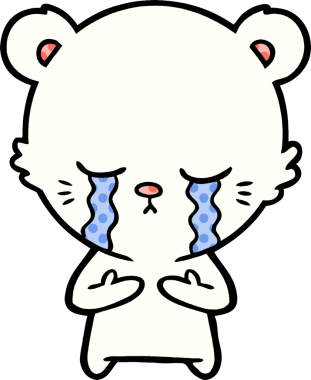 Bir insan tarafından çizilmiş üzgün küçük kutup ayısı çizgi filmi.