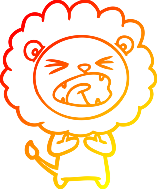 Bir insan tarafından çizilmiş karikatür aslanının sıcak çizgi çizimi