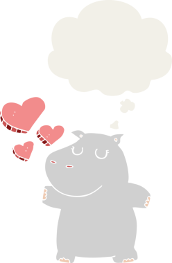 Bir insan tarafından çizilmiş düşünce baloncuğuna aşık çizgi film suaygırı.