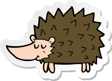 Bir insan tarafından çizilmiş kirpi karikatürü çıkartması.