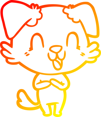 Bir insan tarafından çizilmiş gülen çizgi film köpeğinin sıcak çizgi çizgisi.