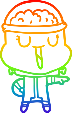 gökkuşağı gradyanı çizimi bir insan tarafından çizilmiş mutlu bir robot çizgi filmi.