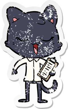 Bir insan tarafından çizilmiş karikatür bir kedinin sıkıntılı çıkartması.